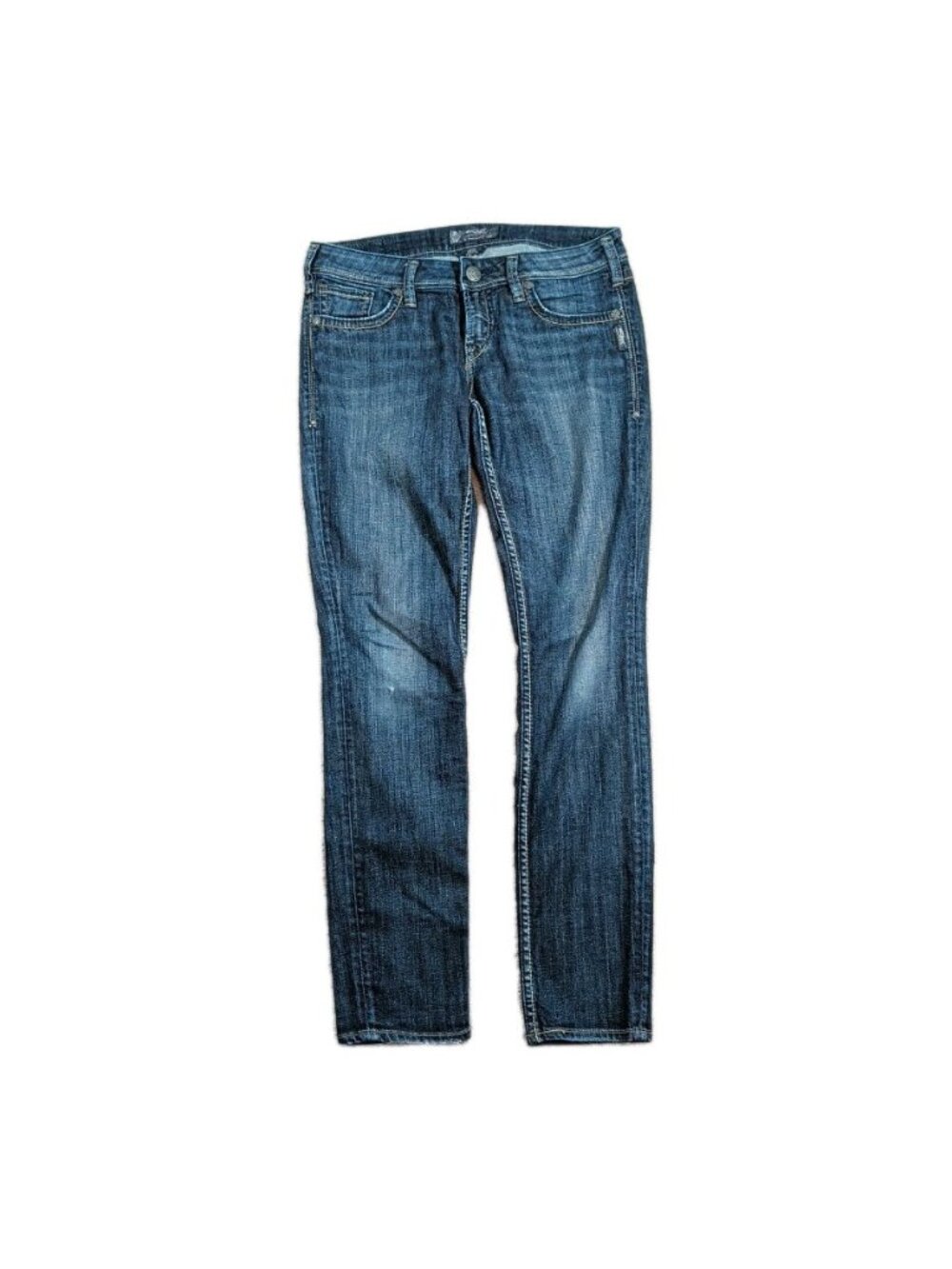 Silver Jeans Womens Aiko Skinny Medium Wash Distress Mid Rise Blue W32" L31" Y2K
